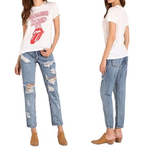 One Teaspoon Awesome Baggies Distressed Relaxed Mid-Rise Straight Leg‎ Jeans